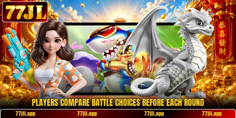 Players compare battle choices before each round
