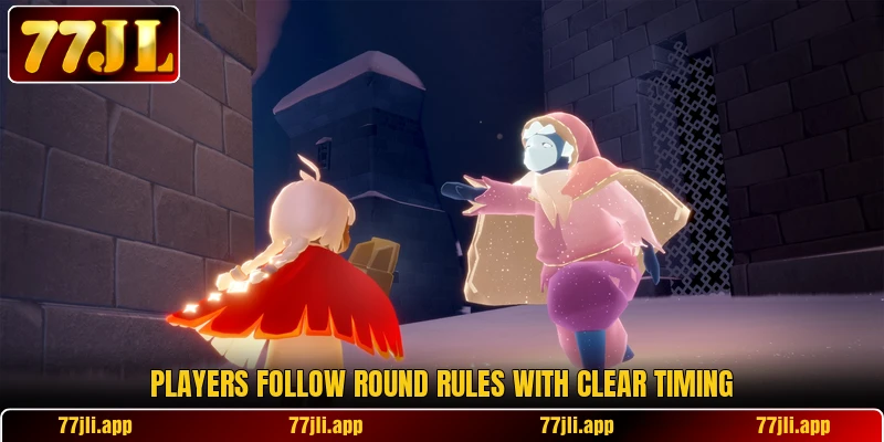 Players follow round rules with clear timing