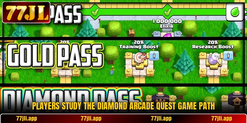 Players study the Diamond Arcade Quest game path Players study the Diamond Arcade Quest game path